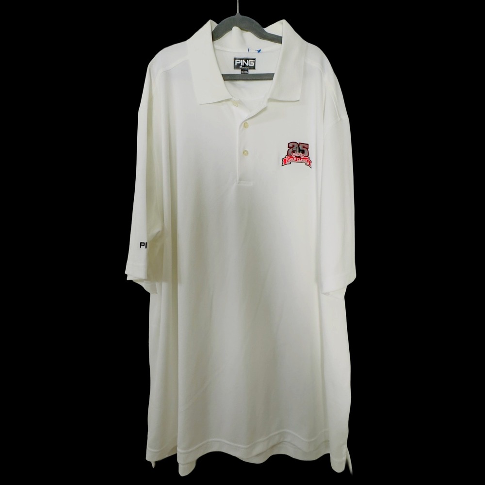 PING Golf 25 Golf Classic Polo Shirt Top Size XL White Performance Embroidered